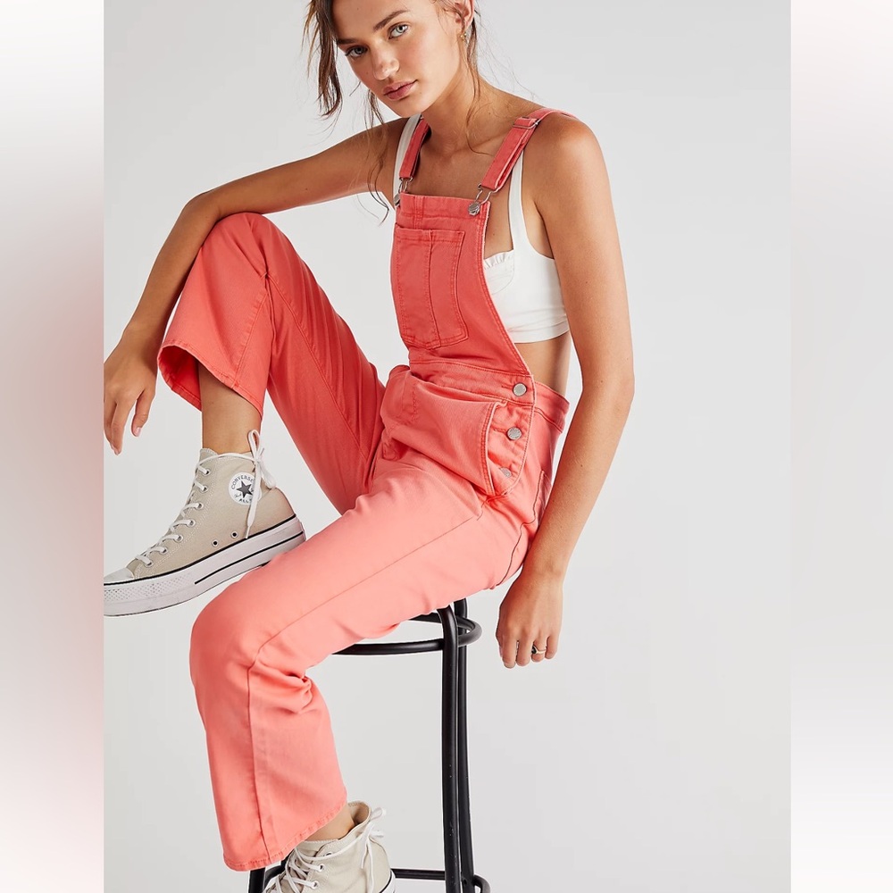 Rolla’s Original Overalls Dungarees High Rise Straight Coral Free People